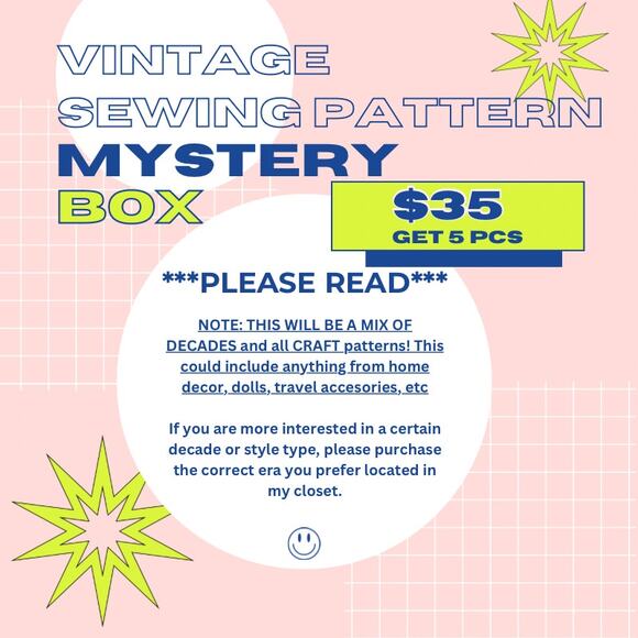 Vintage Sewing Pattern Mystery Box Craft 5 for $35 1950s - Y2K Any Decade - Picture 2 of 2